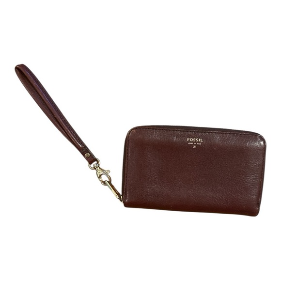 FOSSIL maroon Leather Wallet Premium Craftsmanship - Picture 1 of 4